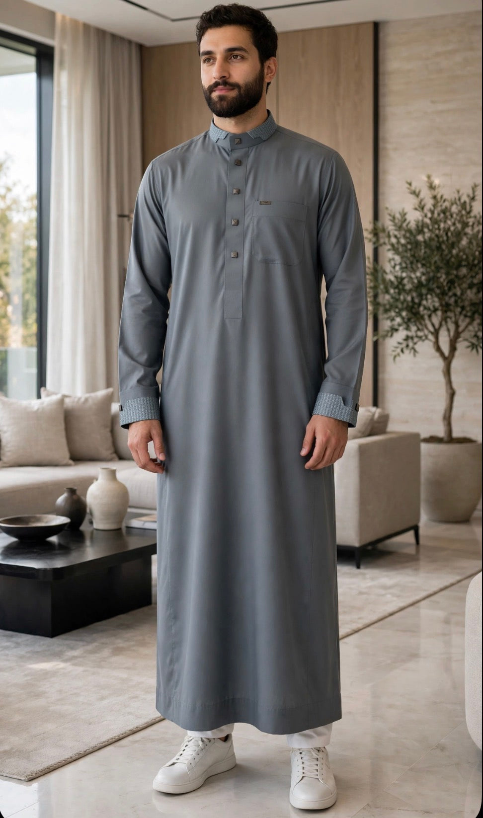 Qamis Al Haramain vert bouteille - porté