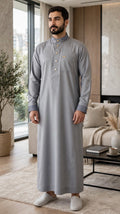 Qamis Al Haramain gris - porté